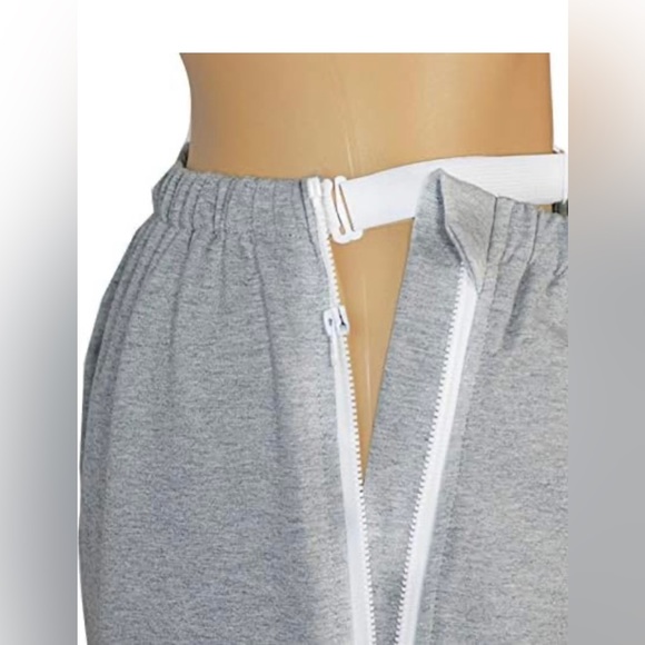 Unisex Patient PANTS Gray Zip sides Adjustable waist size L Easy On & Off - Picture 5 of 11